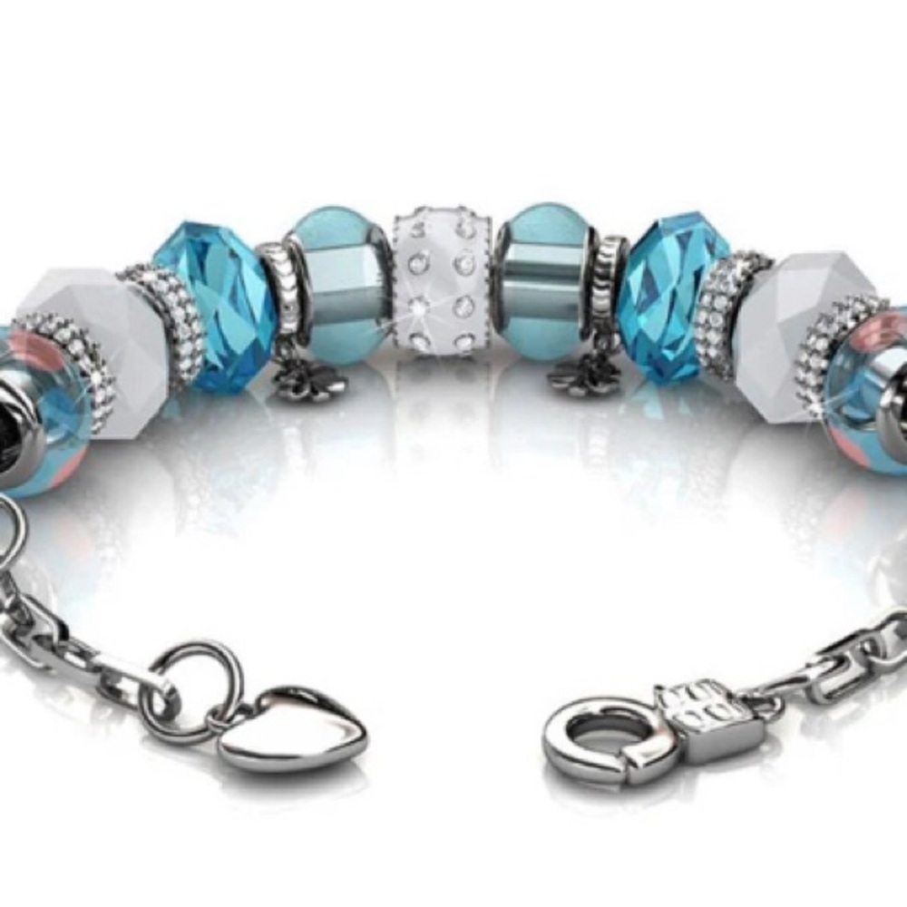 Cate & Chloe Aurora 18k White Gold Plated Beaded Bracelet with Swarovski Crystal